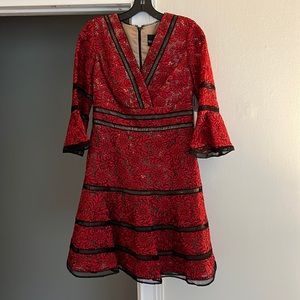 Red/Black lace cocktail dress